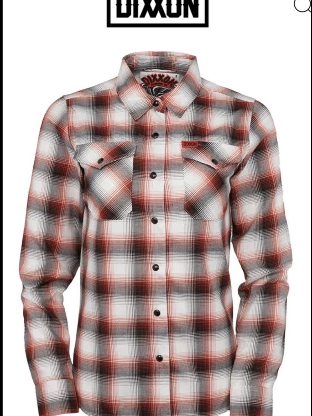 NWT DIXXON Orange, Black & White Plaid Button-Up Shirt